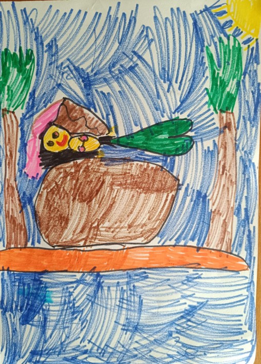 Nāriņa atpūšas uz akmens #16565